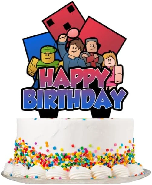 BlockParty birthday cake topper displayed on a cake